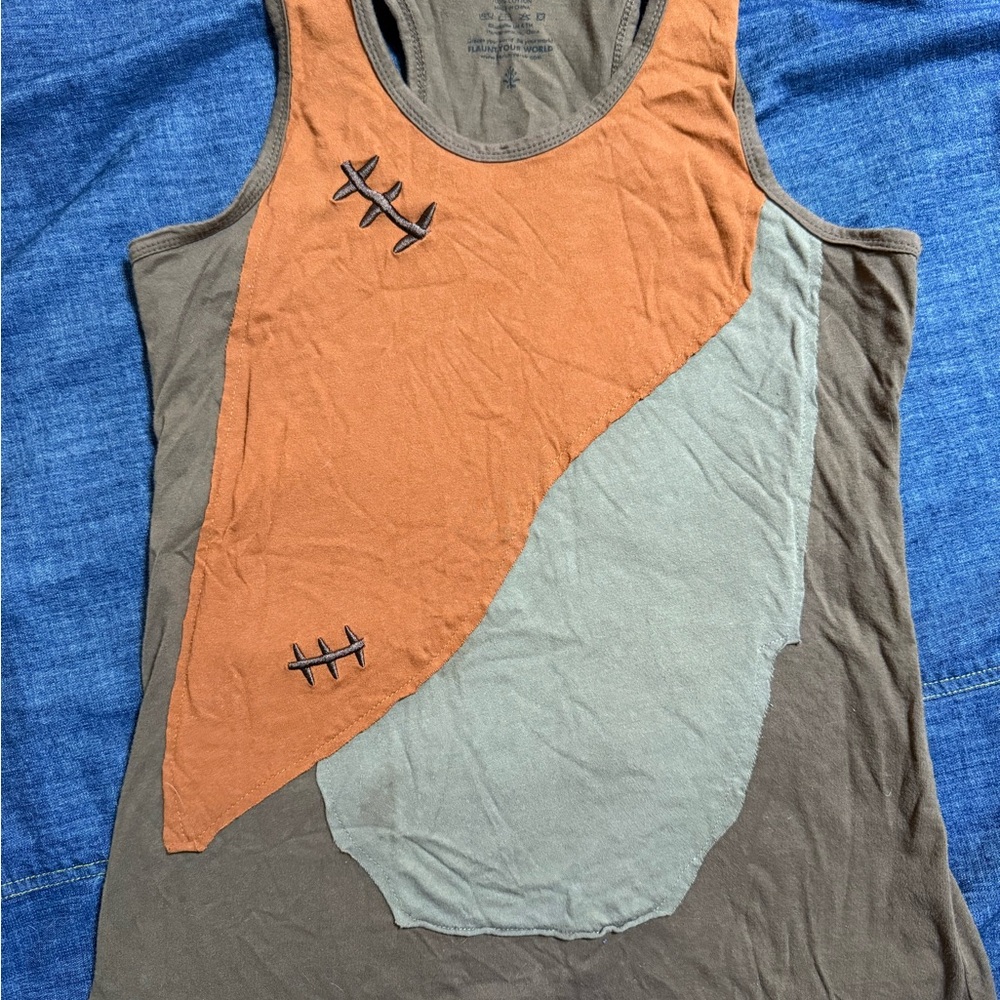 Star Wars Ewok Patchwork Tank Top with hood and fuzzy ears!!